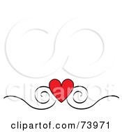 Poster, Art Print Of Red Heart And Black Scroll Design Border On A White Background