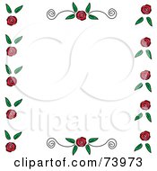 Poster, Art Print Of Border Of Roses And Leaves With Scrolls On The Top And Bottom Over White