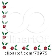 Poster, Art Print Of Corner Border Of Roses And Leaves On White