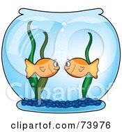 Two Goldfish Staring At Each Other In A Bowl