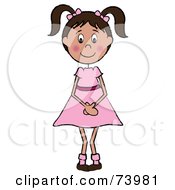 Royalty Free RF Clipart Illustration Of A Shy Blushing Cacuasian Girl
