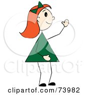 Poster, Art Print Of Waving Red Haired Stick Girl