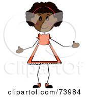 Royalty Free RF Clipart Illustration Of A Welcoming African American Stick Girl Wearing An Apron by Pams Clipart