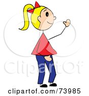 Royalty Free RF Clipart Illustration Of A Blond Waving Stick Girl