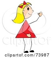 Royalty Free RF Clipart Illustration Of A Waving Blond Stick Girl