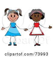Poster, Art Print Of Two Diverse Girls Holding Hands