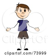 Poster, Art Print Of Welcoming Brunette Caucasian Stick Boy