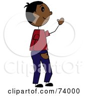 Royalty Free RF Clipart Illustration Of A Friendly Hispanic Stick Boy Waving