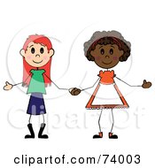 Poster, Art Print Of Two Diverse Little Girls Holding Hands