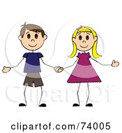 Poster, Art Print Of Stick Boy And Girl Holding Hands