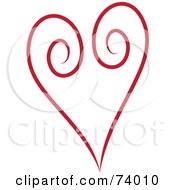 Poster, Art Print Of Red Swirl Heart Design