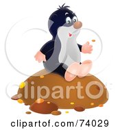 Poster, Art Print Of Happy Airbrushed Gopher Sitting On A Mound Of Dirt