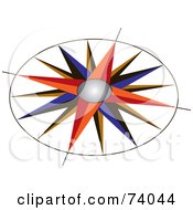 Red Blue And Brown Compass Rose