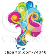 Magical Colorful Cloud Rising From A Shopping Cart