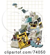 Poster, Art Print Of Printing Items Over Graph Paper On White