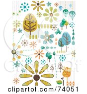 Poster, Art Print Of Digital Collage Of Tree And Nature Doodles On White