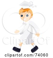 Poster, Art Print Of Blond Boy Graduate In A White Cap And Gown