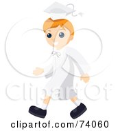 Royalty Free RF Clipart Illustration Of A Blond Boy Graduate In A White Cap And Gown