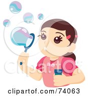 Poster, Art Print Of Pretty Little Girl Blowing Bubbles