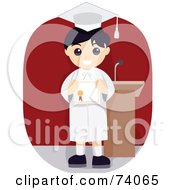 Royalty Free RF Clipart Illustration Of A Child Grad Holding His Diploma