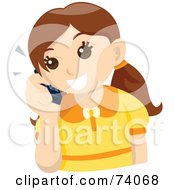 Poster, Art Print Of Happy Brunette Girl Talking On A Cell Phone