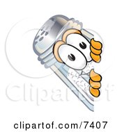 Clipart Picture Of A Salt Shaker Mascot Cartoon Character Peeking Around A Corner by Toons4Biz