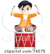 Poster, Art Print Of Happy Boy Sitting On Top Of A Drum