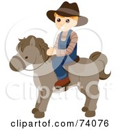 Poster, Art Print Of Blond Boy Riding A Pony