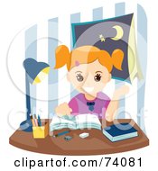 Poster, Art Print Of Happy School Girl Doing Her Homework