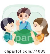Royalty Free RF Clipart Illustration Of Three Children Using Sign Language Or Counting