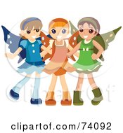 Poster, Art Print Of Group Of Three Little Girls In Fairy Costumes