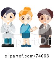 Royalty Free RF Clipart Illustration Of A Group Of Children Dressed Up As A Doctor Librarian And Businessman