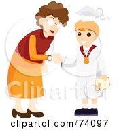 Royalty Free RF Clipart Illustration Of A Teacher Shaking Hands With A Child Graduate