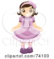 Poster, Art Print Of Polite Little Girl In A Purple Dress