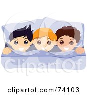 Royalty Free RF Clipart Illustration Of A Three Boys Tucked In To Bed