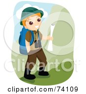 Poster, Art Print Of Happy Outdoorsy Little Boy Hiking In The Mountains