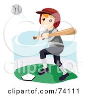 Royalty Free RF Clipart Illustration Of A Happy Little Boy Swinging At A Baseball
