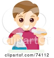Royalty Free RF Clipart Illustration Of A School Boy Mixing Chemicals In Science Class