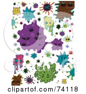 Poster, Art Print Of Digital Collage Of Colorful Virus Doodles