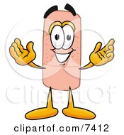 Clipart Picture Of A Bandaid Bandage Mascot Cartoon Character