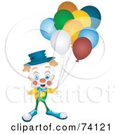 Poster, Art Print Of Friendly Party Clown Holding Balloons