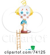 Sad Party Clown Standing On A Diving Board With No Water Below