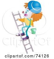 Poster, Art Print Of Party Clown Climbing A Ladder With Water