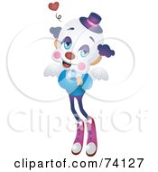 Royalty Free RF Clipart Illustration Of An Amorous Party Clown Flying