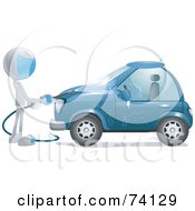 Future Man Washing A Blue Car