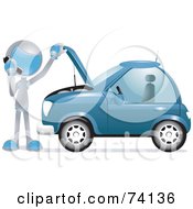 Poster, Art Print Of Future Man Calling A Towing Company By A Broken Down Car