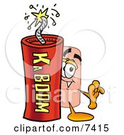 Poster, Art Print Of Bandaid Bandage Mascot Cartoon Character Standing With A Lit Stick Of Dynamite