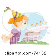 Poster, Art Print Of Little Girl Blowing Strongly On Her Birthday Cake