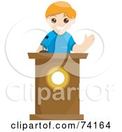 Royalty Free RF Clipart Illustration Of A School Boy Speaking At A Podium by BNP Design Studio