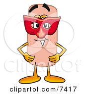 Poster, Art Print Of Bandaid Bandage Mascot Cartoon Character Wearing A Red Mask Over His Face